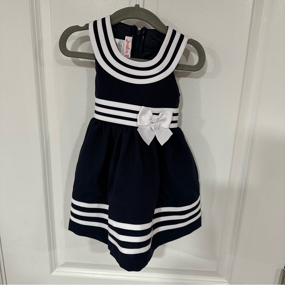 Toddler Size 18M Navy and White Sailor Dress